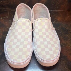 Vans Pink Checkered Slip-On Sneakers